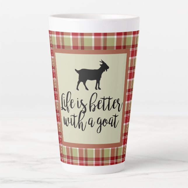 Besseres Leben mit Ziege Kariert Milchtasse (Vorderseite)