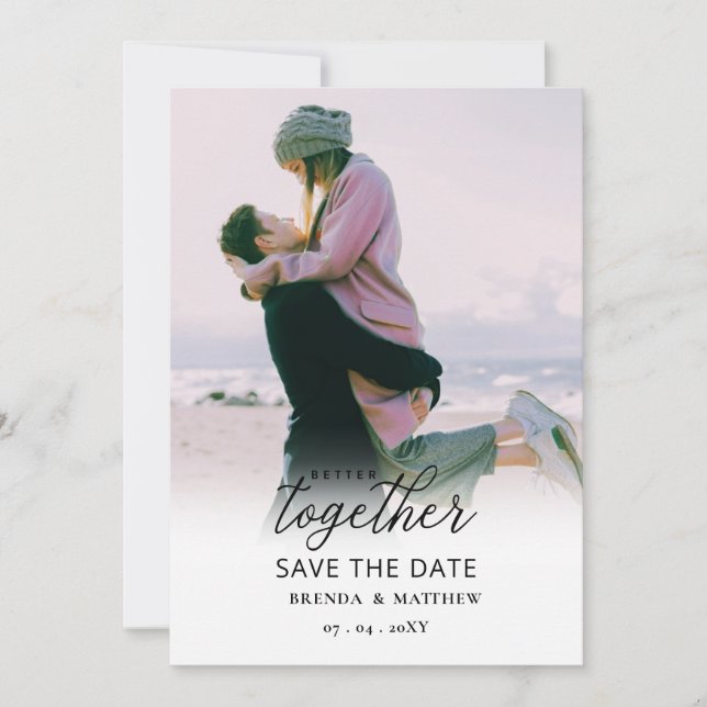 Besseres Zusammenspiel von Kalligrafie-Script-Foto Save The Date (Vorderseite)
