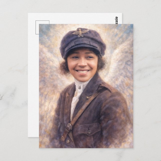 Bessie Coleman Portrait Painting - Angelcore Style Postkarte (Vorne/Hinten)