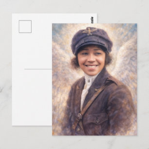 Bessie Coleman Porträtmalerei - Angelcore-Stil Postkarte