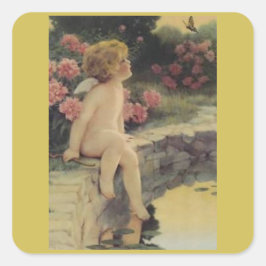 Bessie Pease Gutmann Vintage Schmetterlingskunst Quadratischer Aufkleber