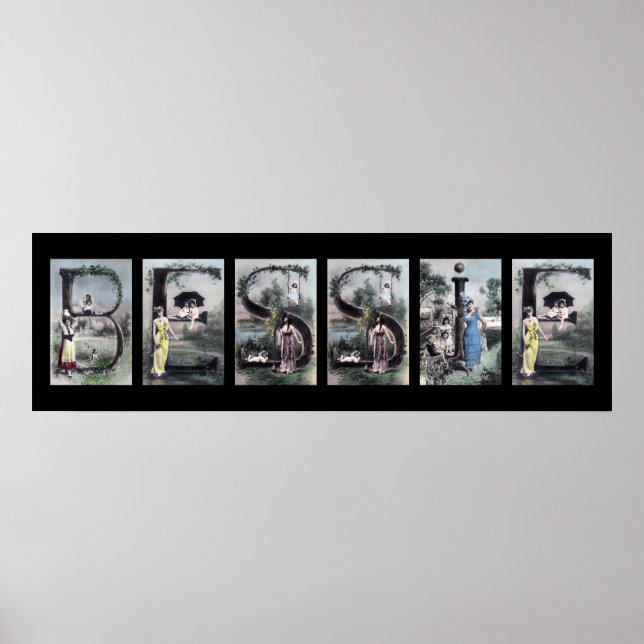 BESSIE Vintag Alphabet Letter Name Art Poster (Vorne)