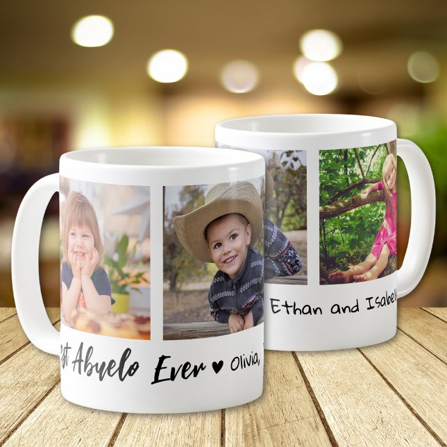Best Abuelo Ever Grandchildren 3 Photo Collage   Kaffeetasse (Von Creator hochgeladen)