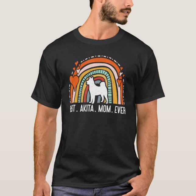 Best Akita Mama je Rainbow Dog Mama American Akita T-Shirt (Vorderseite)