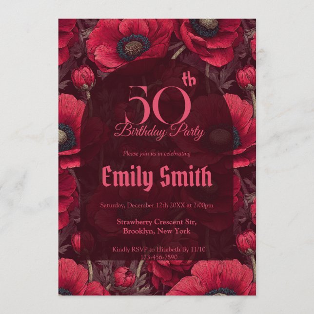 Best Anemones Charm 20Th Birthday Einladung (Vorderseite)