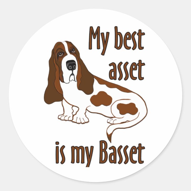 Best Asset Basset Hound Dog Funny Zitat Runder Aufkleber (Vorderseite)