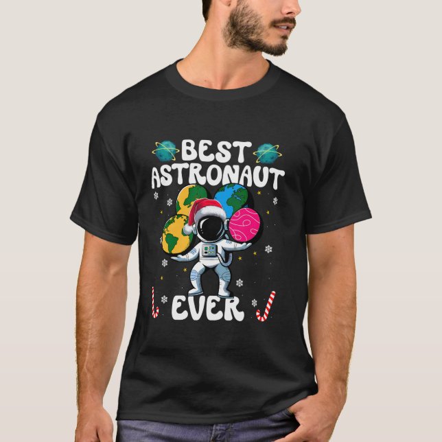 Best Astronaut Ever Christmas Basketball Candy Can T-Shirt (Vorderseite)