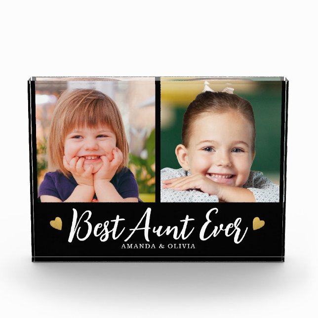 Best Aunt Ever Gold Heart Keepsake Black 2 Collage Fotoblock (Vorderseite)