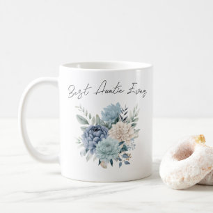 Best Auntie Ever blauen Blumen Aquarell Kaffeetasse