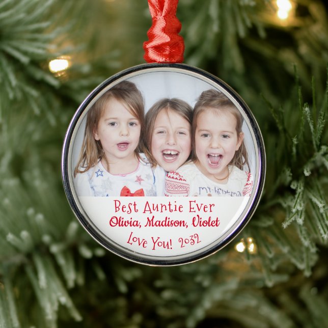 Best Auntie Jeden Personalisierten Foto Weihnachte Ornament Aus Metall (Baum)