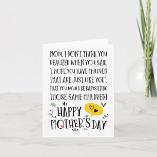 Best Baby Sitter Mama Funny Mother Day Card Einladung