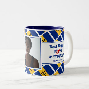 BEST BAJAN MUM Personalisiert Barbados Flag Foto Zweifarbige Tasse