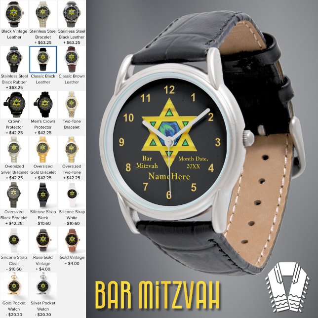 Best, Bar Mitzvah Geschenkideen, Personalisiert Armbanduhr (Personalized Bar Mitzvah Gifts. Bar Mitzvah Watch. Bar Mitzvah Presents. Star of David Gift Ideas.)
