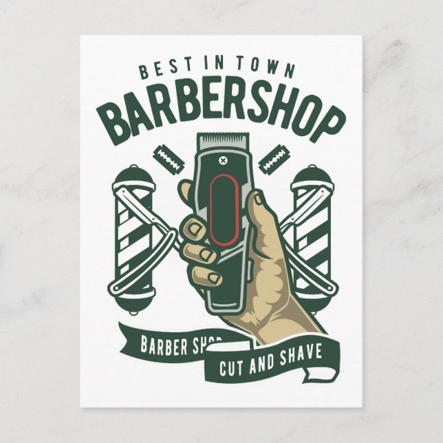 Best Barbershop Vintage Logo-Leinwand Postkarte (Vorderseite)