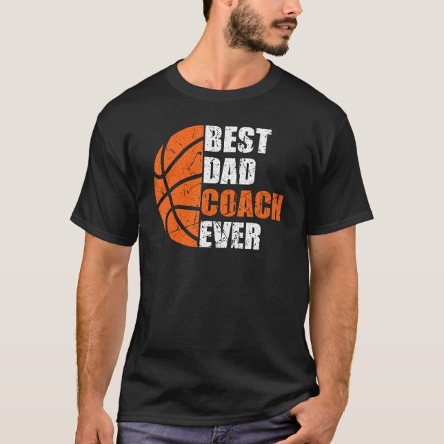 Best Basketball Dad Coach Ever Fathers Day Retro B T-Shirt (Vorderseite)