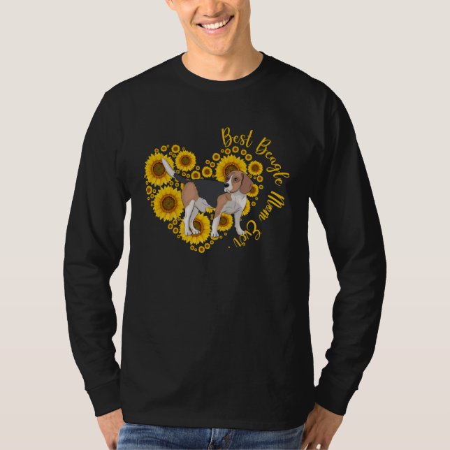 Best Beagle Mom Sunflower Heart  Mother s Day T-Shirt (Vorderseite)