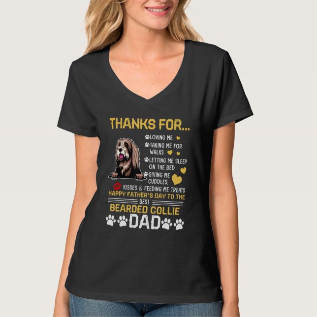 Best Bearded Collie Dog Dad Happy Father s Day T-Shirt (Vorderseite)