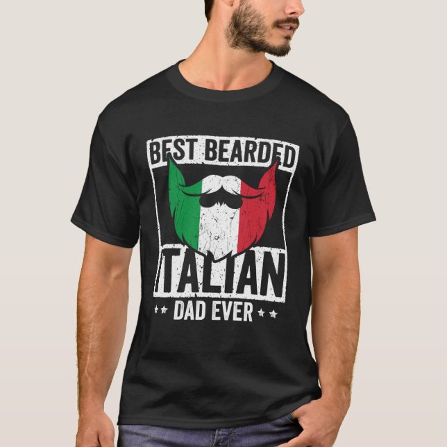 Best Bearded Italian Dad Ever Italian Roots Flag H T-Shirt (Vorderseite)