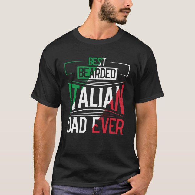 Best Bearded Italian Dad Ever Italian Roots Flag H T-Shirt (Vorderseite)