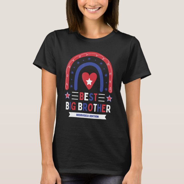 Best Big Brother Nebraska Edition Boys Older Sibli T-Shirt (Vorderseite)