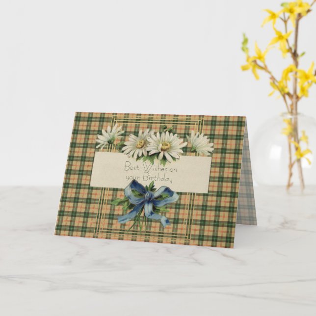 Best Birthday Wishes Saskatchewan Province Tartan Karte (Gelbe Blume)