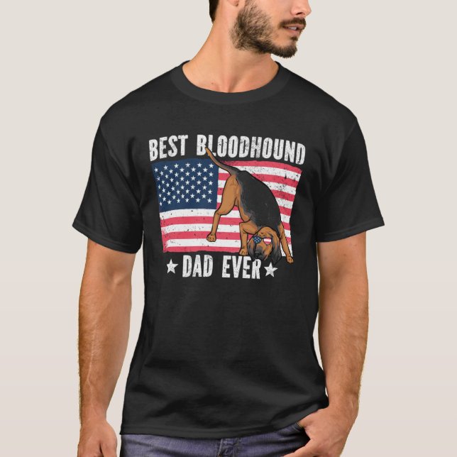 Best Bloodhound Dad Ever American Flag T-Shirt (Vorderseite)