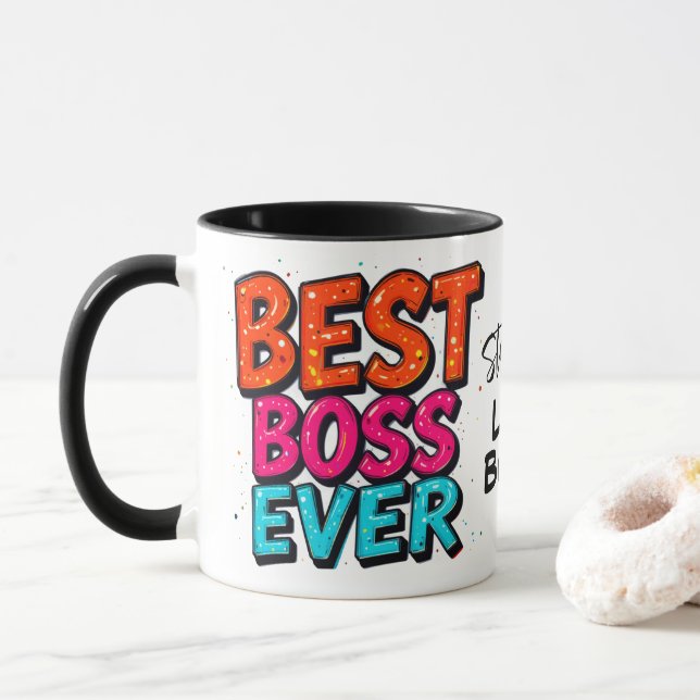 Best Boss Ever Lady Boss Graffiti Tasse (Mit Donut)