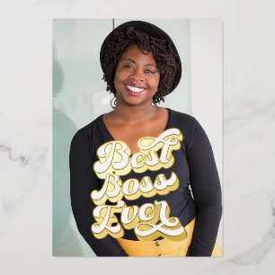 Best Boss je Custom Gold Foto Flachkarten Folien Feiertagskarte