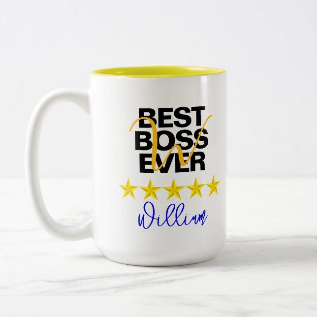Best Boss je (Name Initial) Office-Kaffee-Tasse Zweifarbige Tasse (Links)