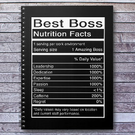 Best Boss Nutrition Facts Funny Sprichwort Notizblock