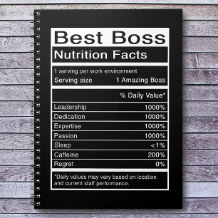 Best Boss Nutrition Facts Funny Sprichwort Notizblock