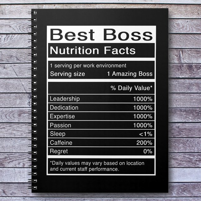 Best Boss Nutrition Facts Funny Sprichwort Notizblock (Von Creator hochgeladen)