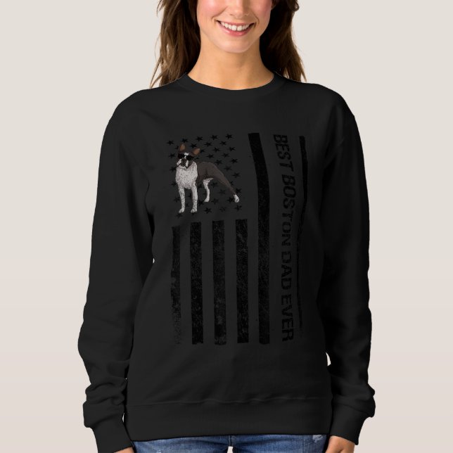 Best Boston Vater Ever USA Flag Boston Terrier Pet Sweatshirt (Vorderseite)