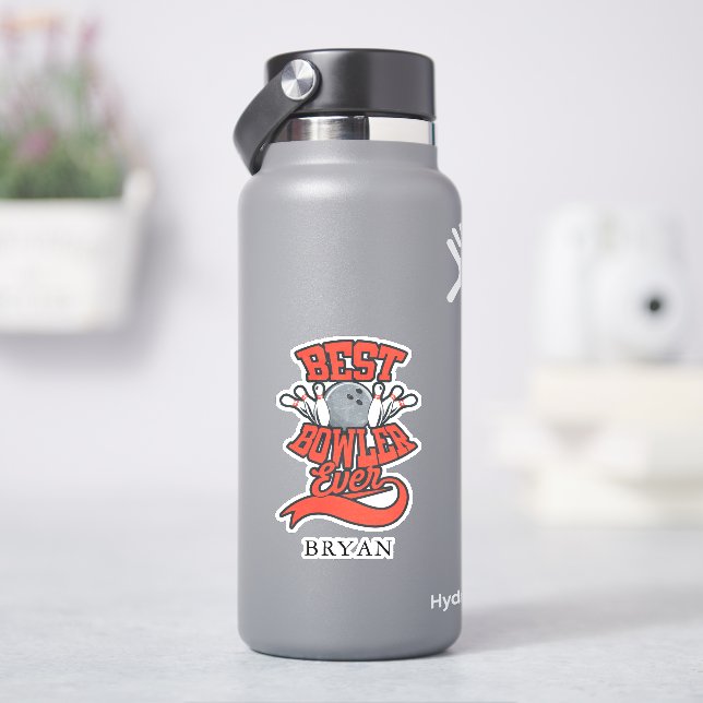 Best Bowler Ever Bowling Personalized Aufkleber (HydroFlask)