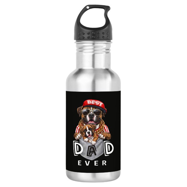 Best Boxer Dad Ever Edelstahlflasche (Vorderseite)