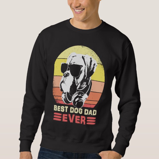 Best Boxer Dog Dad Ever Sunglasses And Headphones Sweatshirt (Vorderseite)