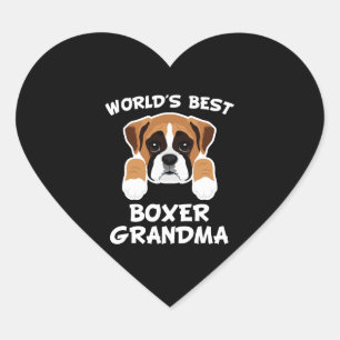 Best Boxer Oma Dog Granddog Herz-Aufkleber