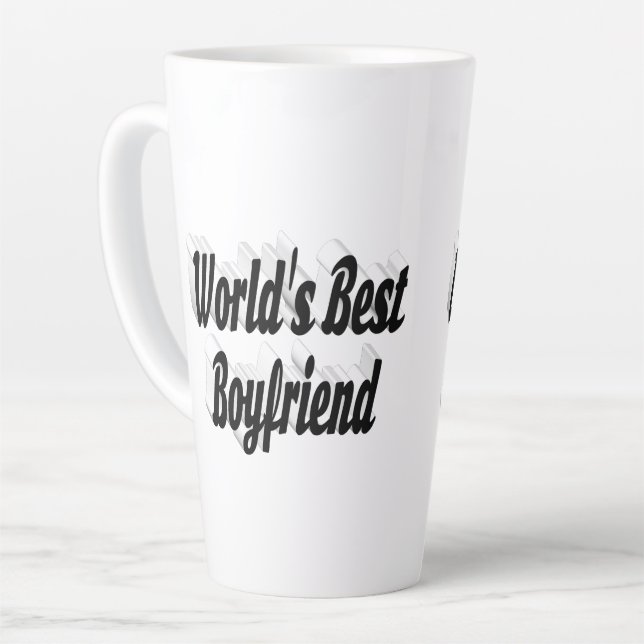 Best Boyfriend Black 3D Text Milchtasse (Linke Ecke)