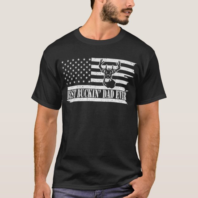 Best Buckin' Vater je USA Flag Hirschjagd T-Shirt (Vorderseite)