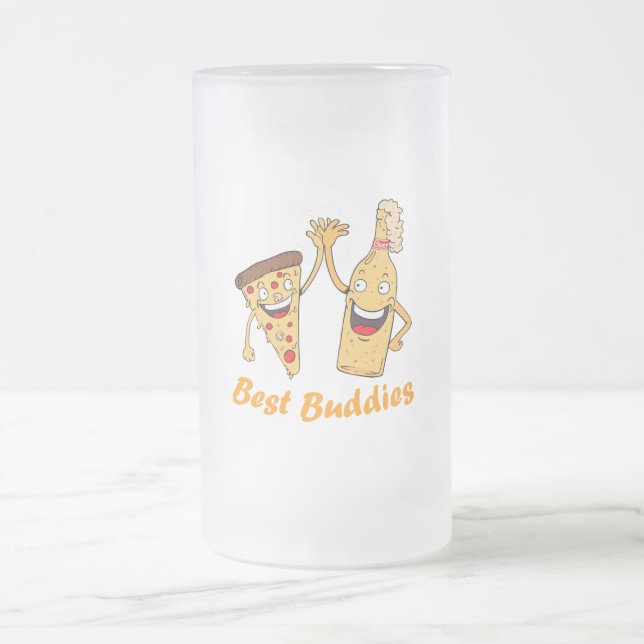 Best Buddies Pizza and Beer Mattglas Bierglas (Mittel)
