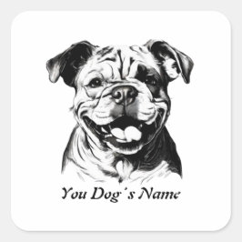 Best Buddy English Bulldog B&W Silohuette Quadratischer Aufkleber
