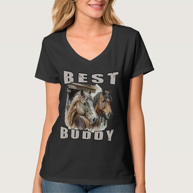 Best Buddy Pferdeliebhaber Geschenkidee Pferde T-Shirt (Vorderseite)