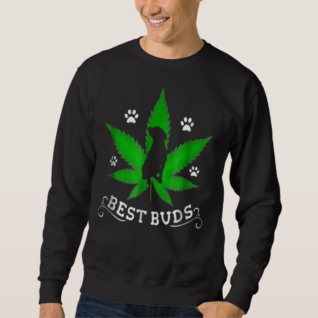 Best Buds Funny Pitbull Weed Dog Sweatshirt (Vorderseite)