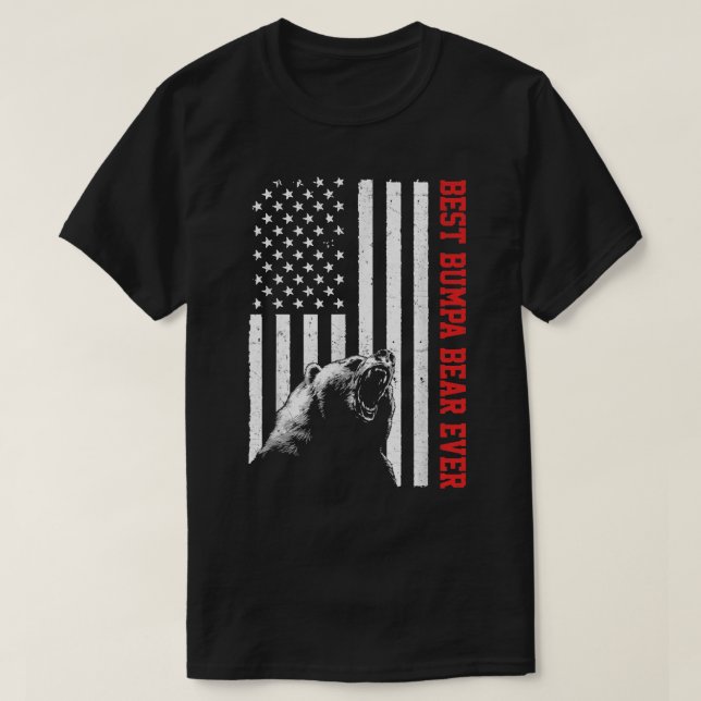 Best Bumpa Bear je USA American Flag Father's Da T-Shirt (Design vorne)