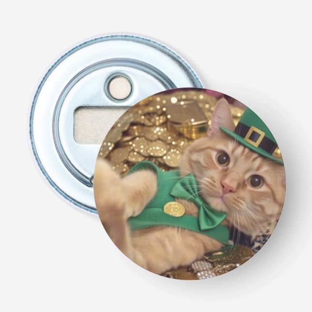 Best Button Bottle Opener with Irish Cat Flaschenöffner (Vorderseite)