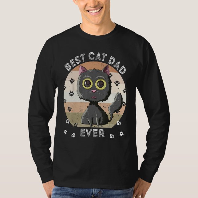 Best Cat Dad Ever  Cat Daddy Retro Black Cat T-Shirt (Vorderseite)