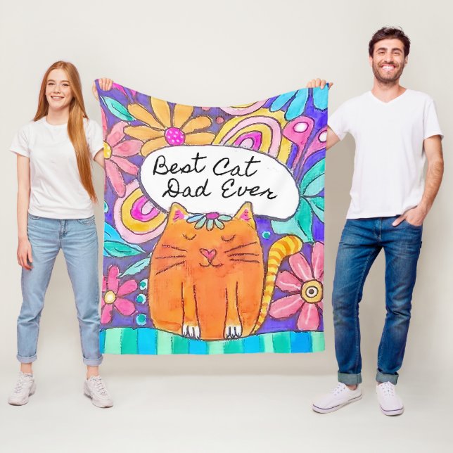 Best Cat Dad Ever Cat Gift for Dad Blanket Fleecedecke (Beispiel)