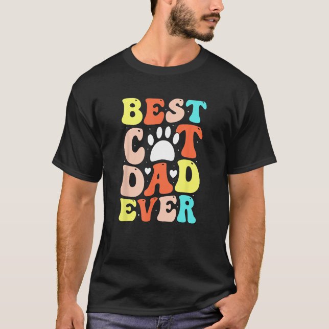 Best Cat Dad Ever Happy Father Day 2023 Retro Groo T-Shirt (Vorderseite)