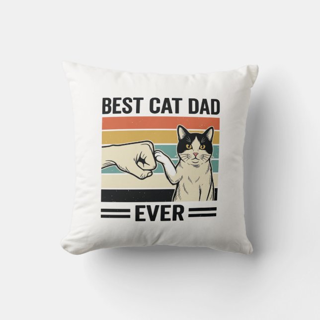 Best Cat Dad Ever Retro Cat Fist Bump Shirt_1 Kissen (Vorderseite)