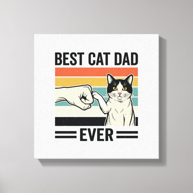 Best Cat Dad Ever Retro Cat Fist Bump Shirt_1 Leinwanddruck (Vorderseite)